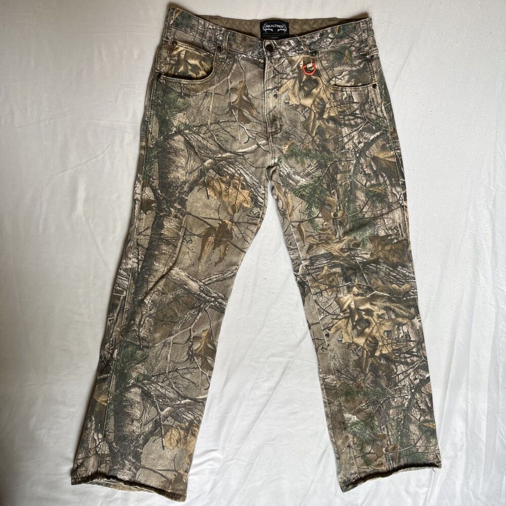Realtree Xtra Camo Jeans Mens 36x30 (32) Multi Color Hunting Outdoor Cotton Work